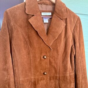 Coldwater Creek Brown Suede Leather Blazer Jacket
